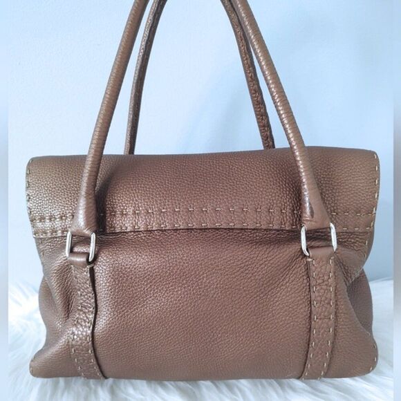 Fendi Selleria Linda bronze leather satchel EUC - Picture 4 of 14